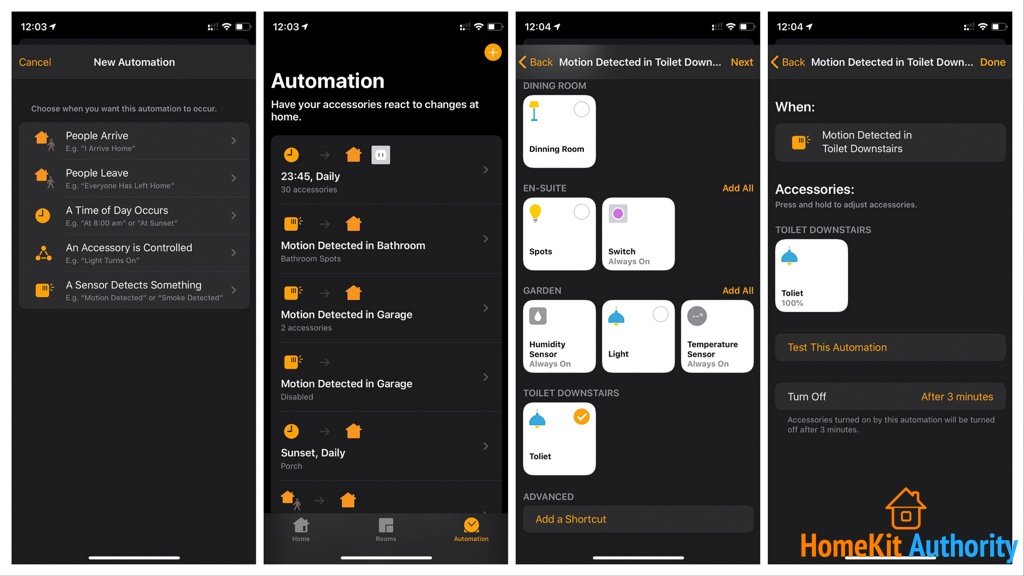 Motion sensor HomeKit automation settings
