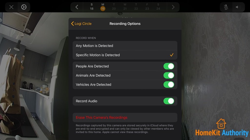circle 2 HomeKit Secure Video settings