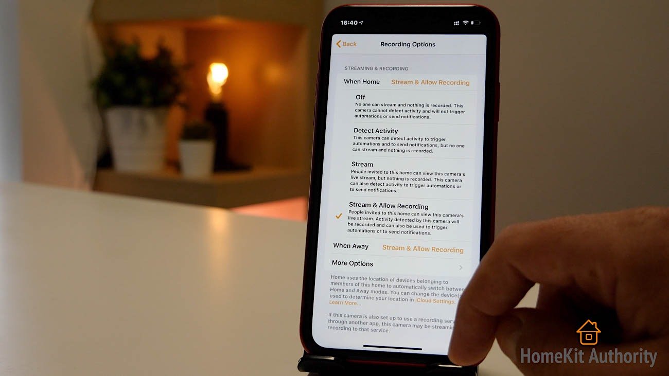 Eve Cam recording options