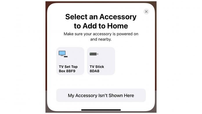 Apple HomeKit icons streaming stick and set top box in iOS 14