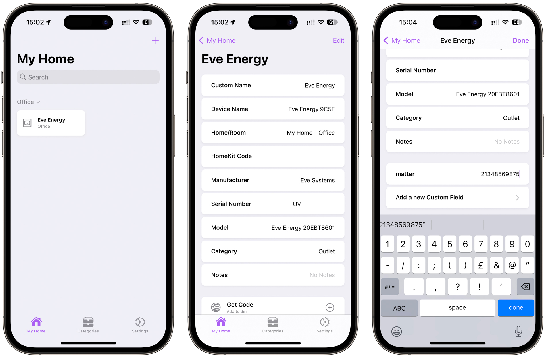 HomePass Matter custom fields